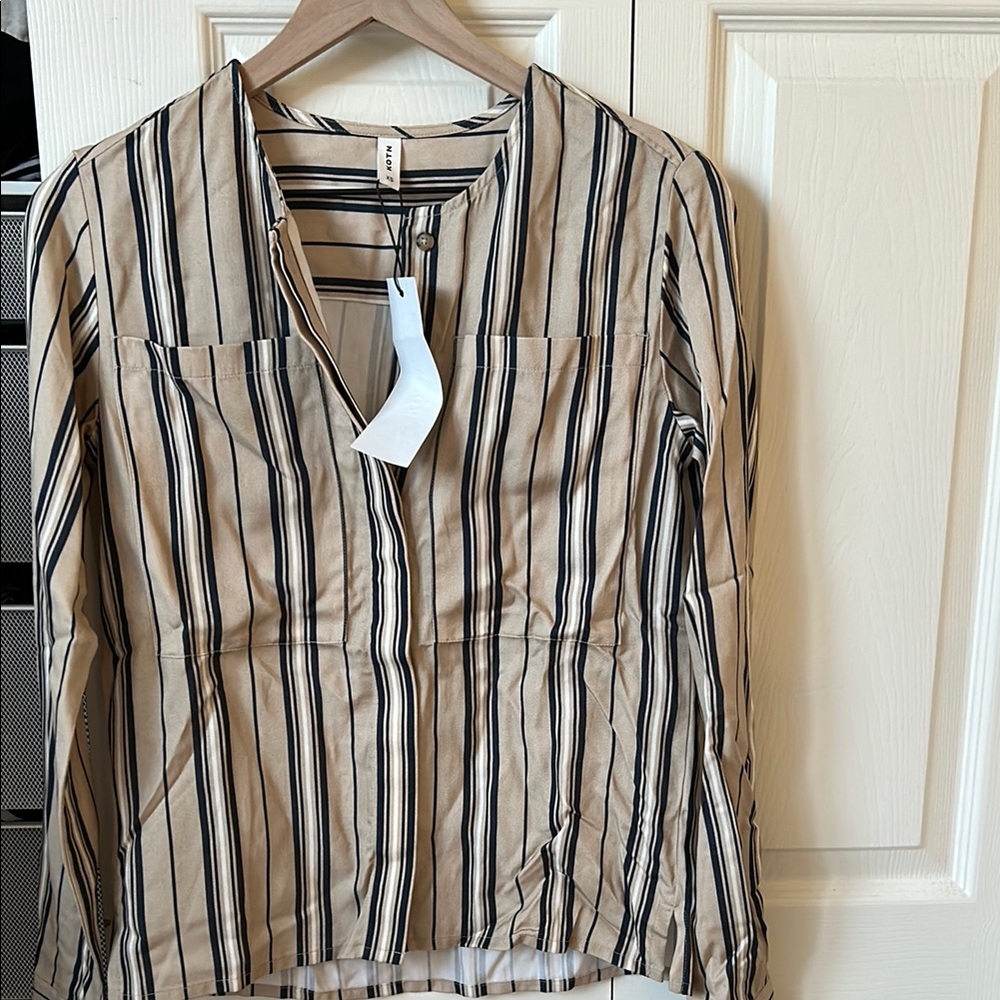 KOTN Striped Beige and Dark Blue Shirt